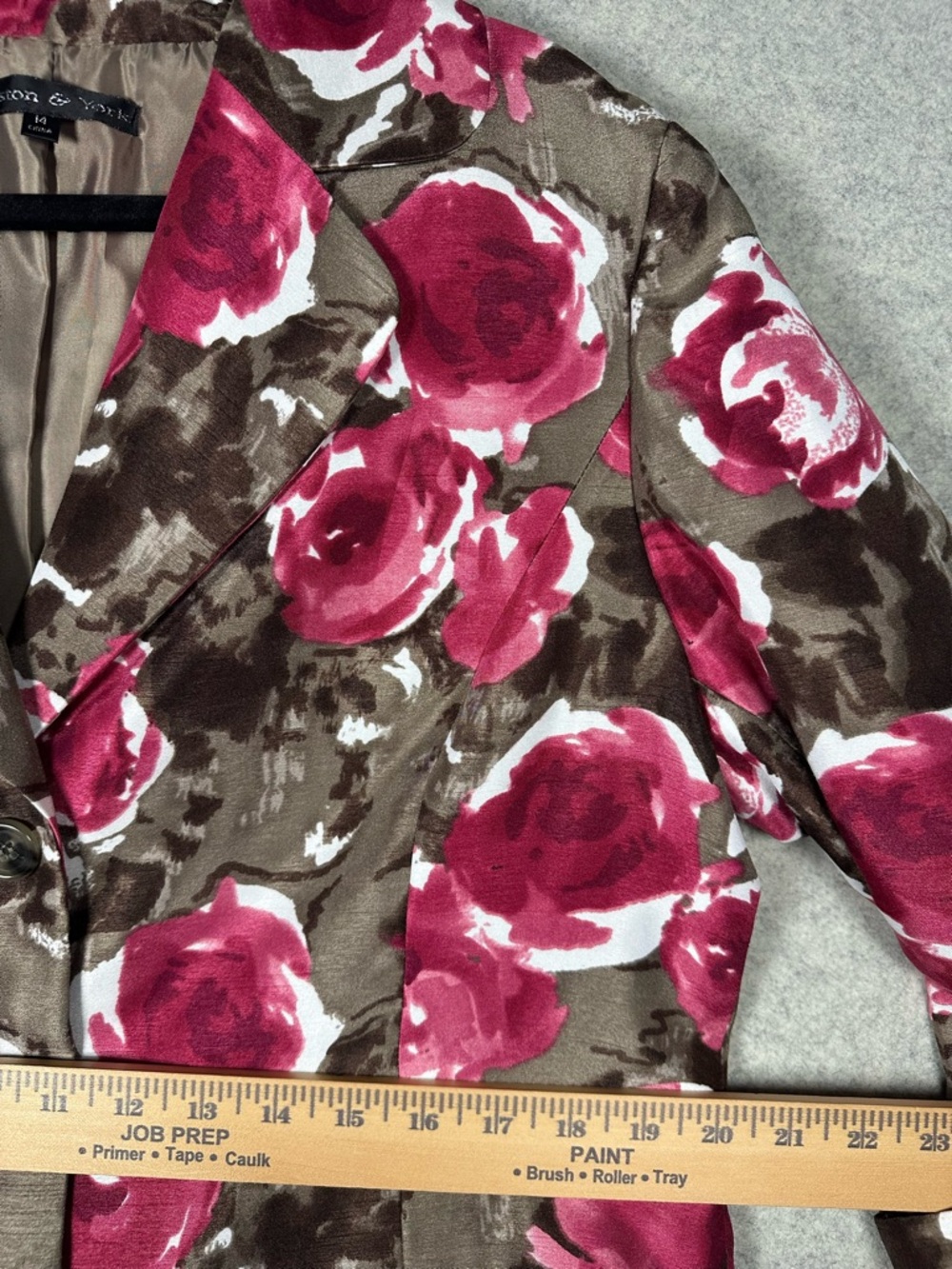 Preston & York Floral Rose Blazer in Pink and Brown 3/4 sleeves - Picture 4 of 9